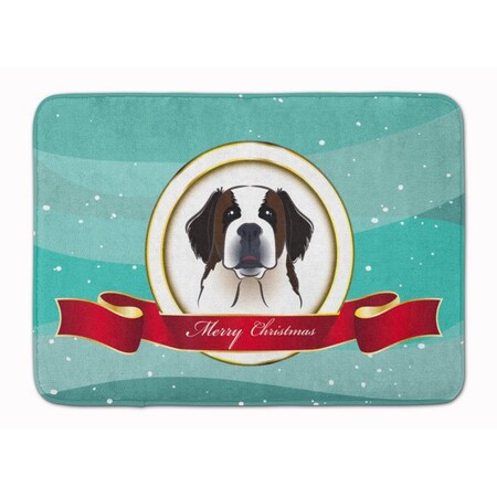 Carolines Treasures Saint Bernard Merry Christmas Machine Washable Memory Foam Mat BB1556RUG